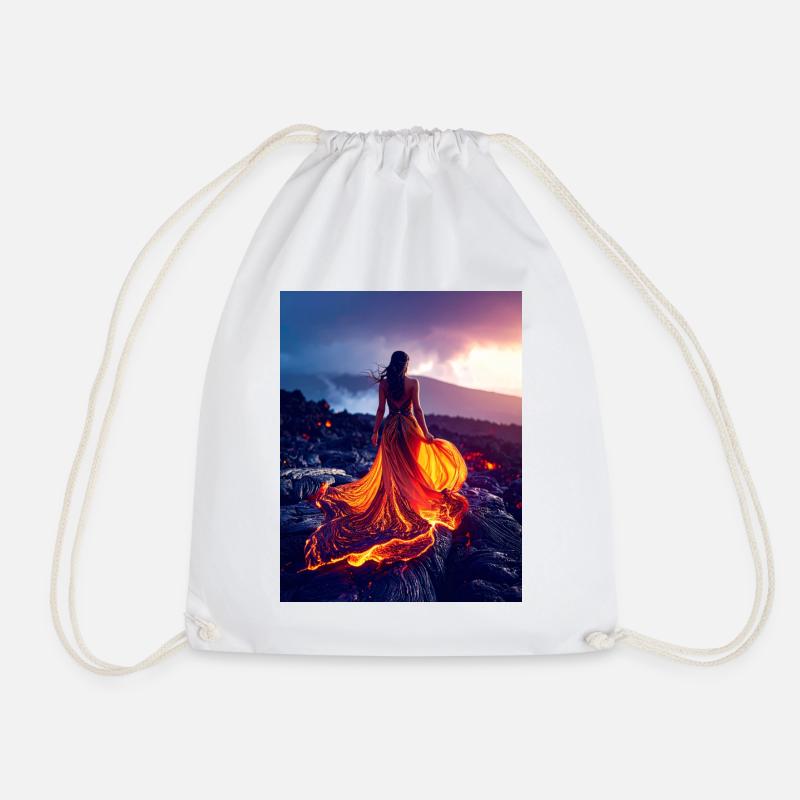 Fire-like dress on lava field - Drawstring Bag - white