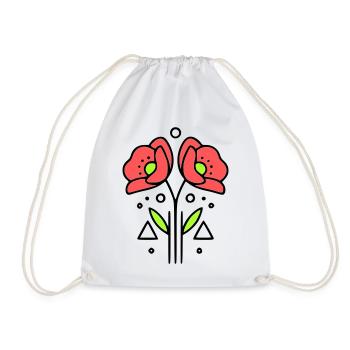 Poppy Poppies Minimalist Line Art 9 - Drawstring Bag - white - Front