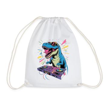 DJ Dinosaur - Drawstring Bag - white - Front