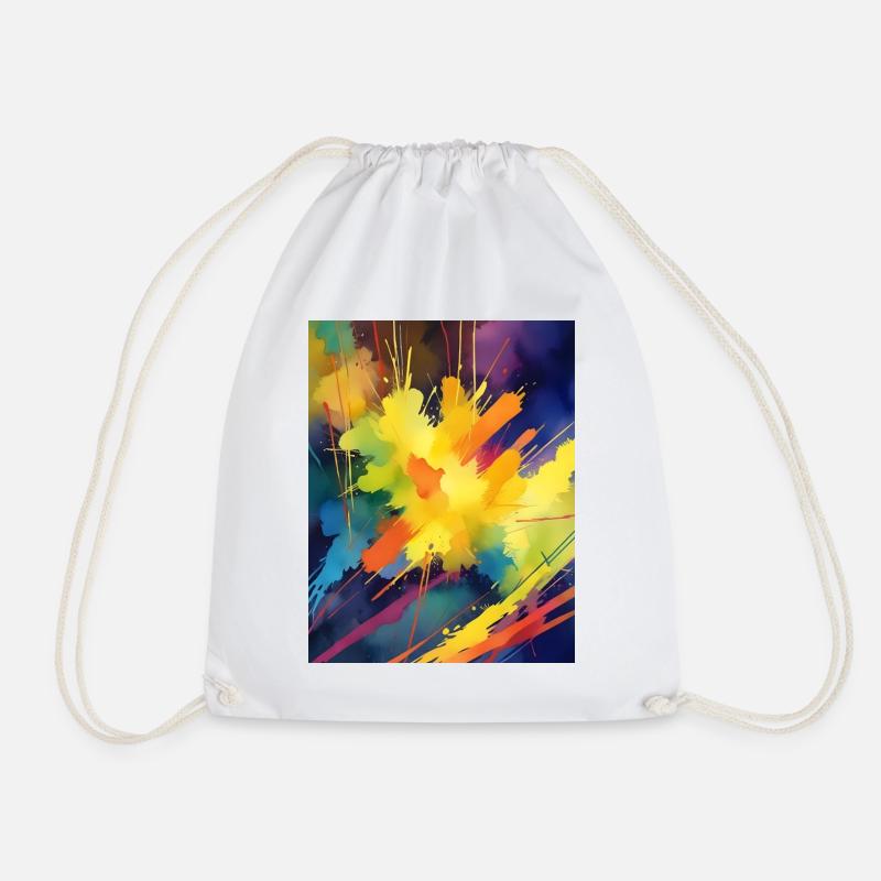 Color Explosion Abstract - Drawstring Bag - white