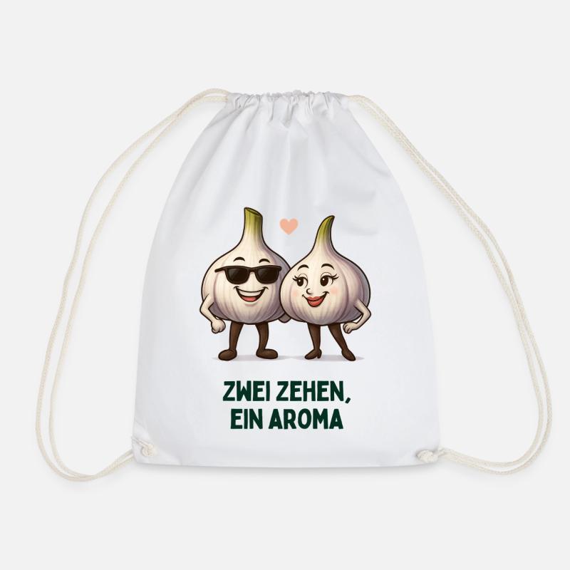 Zwei Zehen, Ein Aroma Knoblauch karikatur  - Turnbeutel - Weiß