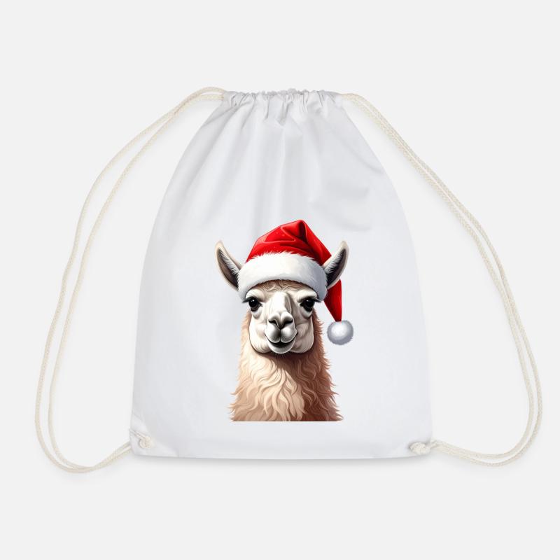 Lama oder Alpaka zu Weihnachten - Turnbeutel - Weiß