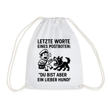 postbote briefträger hund beißen lustig witz - Turnbeutel - Weiß - Vorne