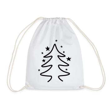 Minimalist Christmas tree with stars - Drawstring Bag - white - Front