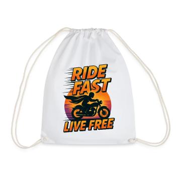 Ride Fast Live Free - Drawstring Bag - white - Front
