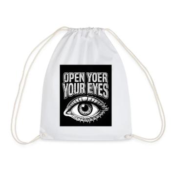 Open Your Eyes Eye Graphic - Drawstring Bag - white - Front