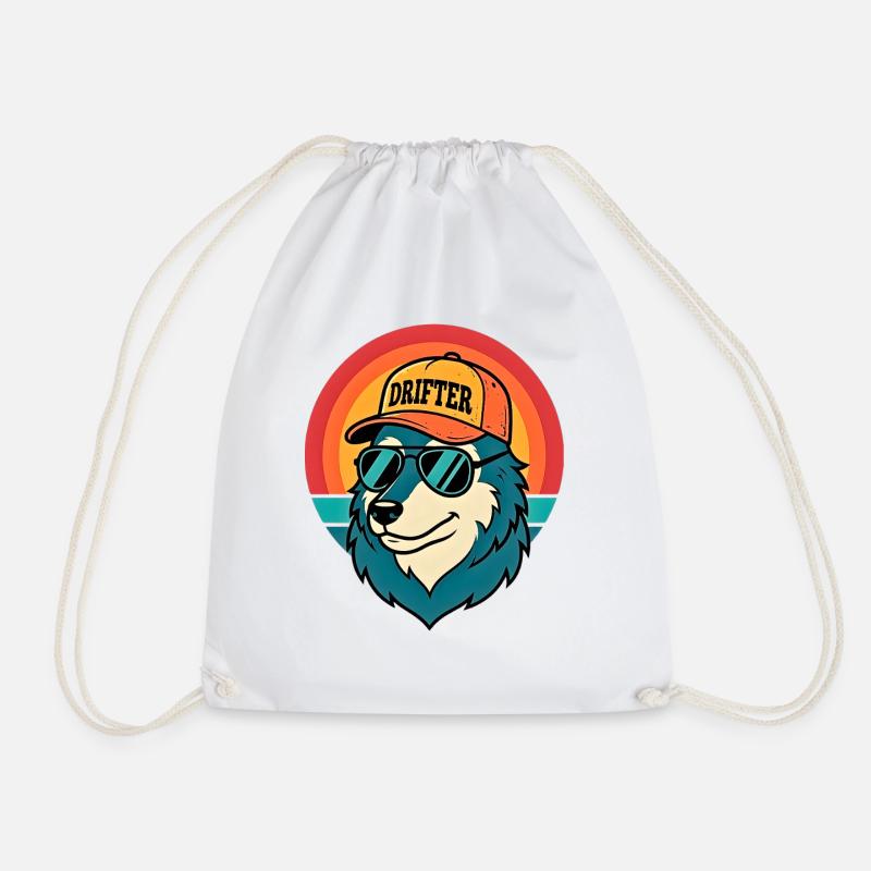 Drifter Wolf Sonnenuntergangs-Tee - Turnbeutel - Weiß