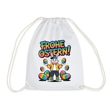 Fröhliche Ostern Bunny Farben - Turnbeutel - Weiß - Vorne