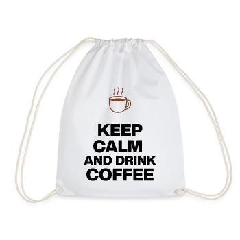 KEEP CALM AND DRINK COFFEE, COFFEE JUNKIE GIFT - Drawstring Bag - white - Front