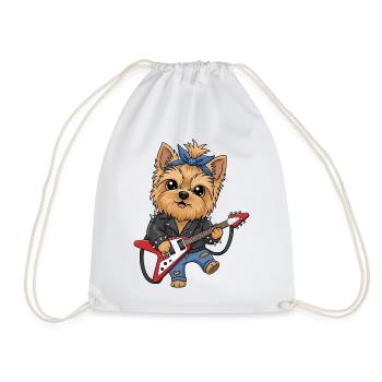 Yorkie punk à la guitare - Sac de sport léger - blanc - Devant