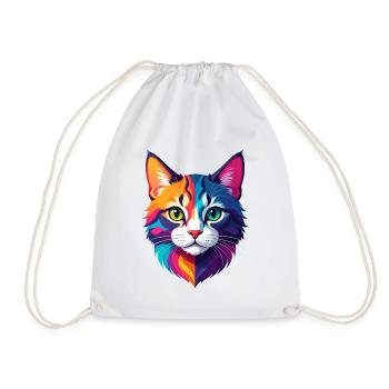 Katze - Turnbeutel - Weiß - Vorne