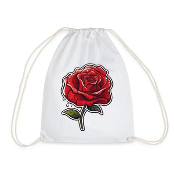 Rote Rose Tattoo-Stil Motiv - Turnbeutel - Weiß - Vorne