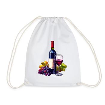 Red Wine / Wine - Drawstring Bag - white - Front