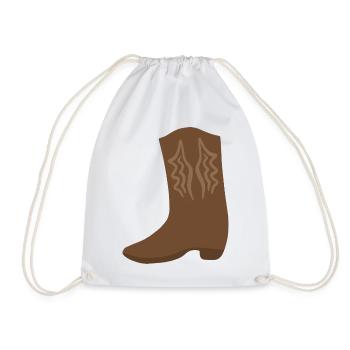 Western Boot Stitch Art - Drawstring Bag - white - Front