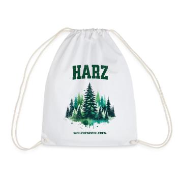 Harz - Wo Legenden leben, Waldliebe Wander Shirt - Turnbeutel - Weiß - Vorne