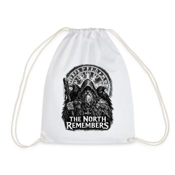 Nordic Rune Guardian in Raven Cloak - Drawstring Bag - white - Front