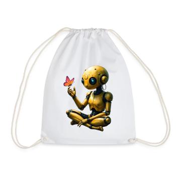 Goldener Roboter mit Schmetterling - Turnbeutel - Weiß - Vorne