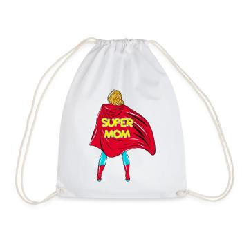 Super Mom! Customizable - Drawstring Bag - white - Front