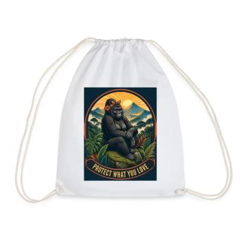 Beschütze, was du liebst – Gorilla Natur Design - Turnbeutel - Weiß - Vorne