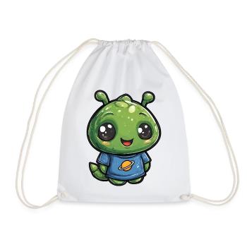 Kleiner Planetenfreund Alien Shirt - Turnbeutel - Weiß - Vorne