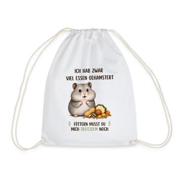 Hamster Hunger: Viel Essen, Noch Mehr Futter - Turnbeutel - Weiß - Vorne