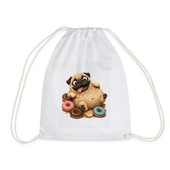 Süßer Pug mit bunten Donuts - Turnbeutel - Weiß - Vorne