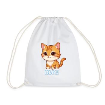 Niedliches Kätzchen-Miau-Cartoon-Katzen-Katzen-Design - Turnbeutel - Weiß - Vorne