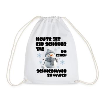Schneemann Zeit - Snowman Time - Turnbeutel - Weiß - Vorne