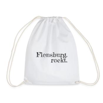 Flensburg rockt - Textdesign mit Stadtnamen - Turnbeutel - Weiß - Vorne