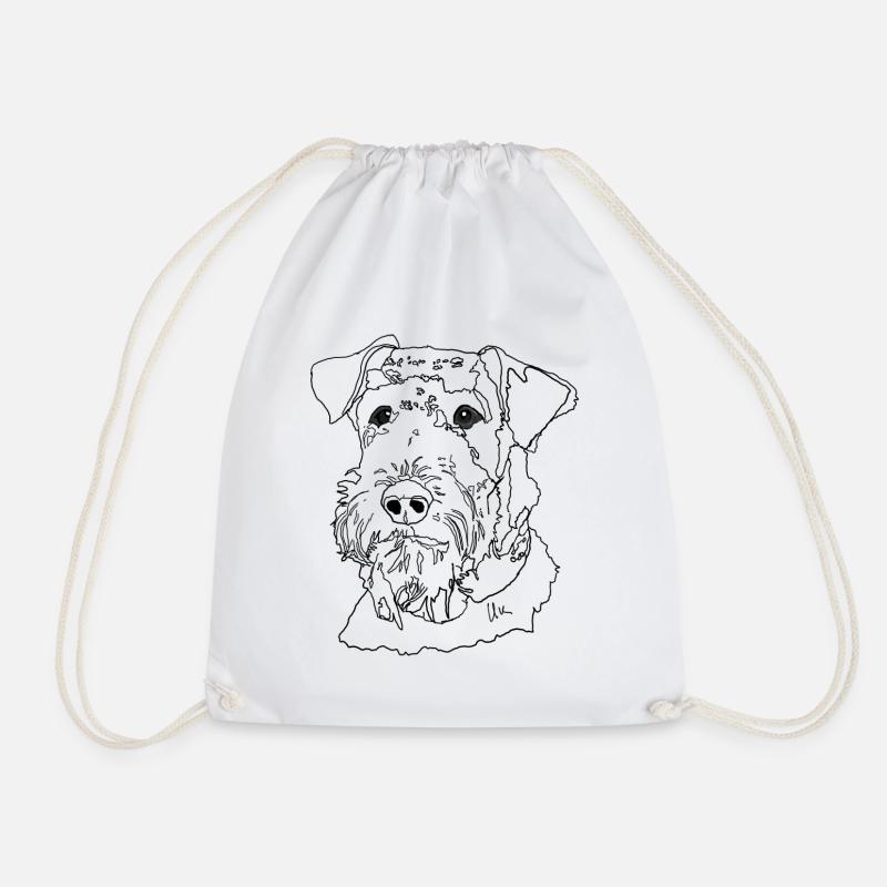 Airedale Terrier - Drawstring Bag - white