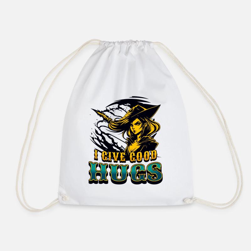 I Give Good Hugs Funny Sarcastic Saying Typography - Drawstring Bag - white