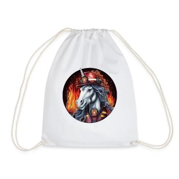 Firefighter Unicorn - Drawstring Bag - white - Front