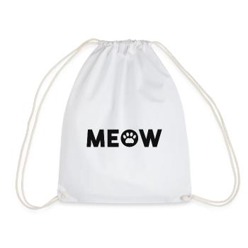 meow cat paws meow cat - Drawstring Bag - white - Front