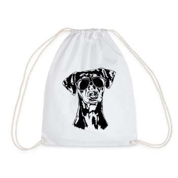 DEUTSCHER PINSCHER cool Sonnenbrille Hund Wilsigns - Turnbeutel - Weiß - Vorne