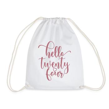 Hello Twenty Four Cute 24 Years Old Birthday - Drawstring Bag - white - Front