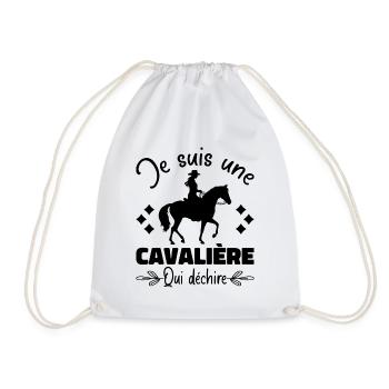 A Rider Riding Horse Tearing Gift - Drawstring Bag - white - Front