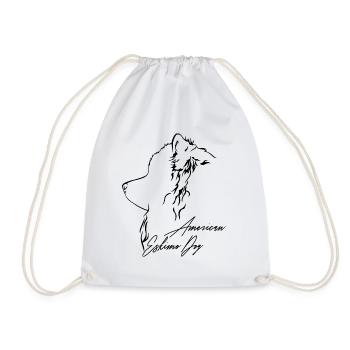 American Eskimo Dog Profile Dogs Wilsigns - Drawstring Bag - white - Front
