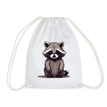 Raccoon sitting - Drawstring Bag - white - Front