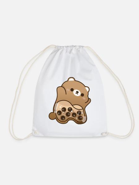 Boba Brown Bear - Drawstring Bag - white