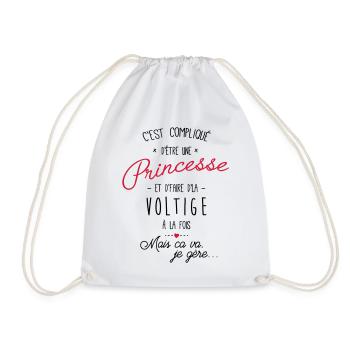 Princesse et Voltige avion - Sac de sport léger - blanc - Devant