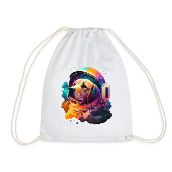 Dog Astronaut - Drawstring Bag - white - Front
