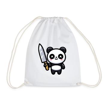 Panda with knife - Drawstring Bag - white - Front