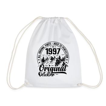 1997 October Original: 27 Years Anniversary Gift - Drawstring Bag - white - Front