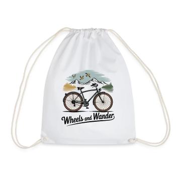 Wheels & Wander – Bergabenteuer - Turnbeutel - Weiß - Vorne