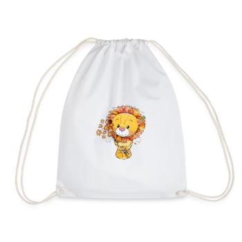 Lion Flowers Zodiac Animal Kids Cute Gift - Drawstring Bag - white - Front