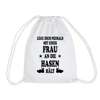Hasen Lustiges Design Hase Mädchen Frau Geschenk - Turnbeutel - Weiß - Vorne