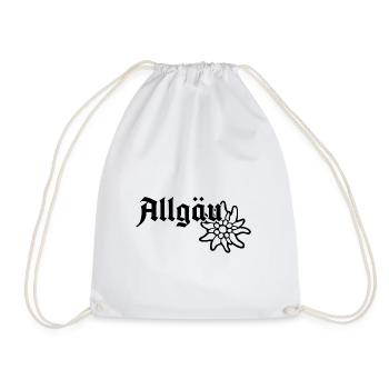 Allgäu Schriftzug mit Edelweiß - Allgäuer Design - Turnbeutel - Weiß - Vorne