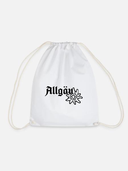Allgäu Schriftzug mit Edelweiß - Allgäuer Design - Turnbeutel - Weiß