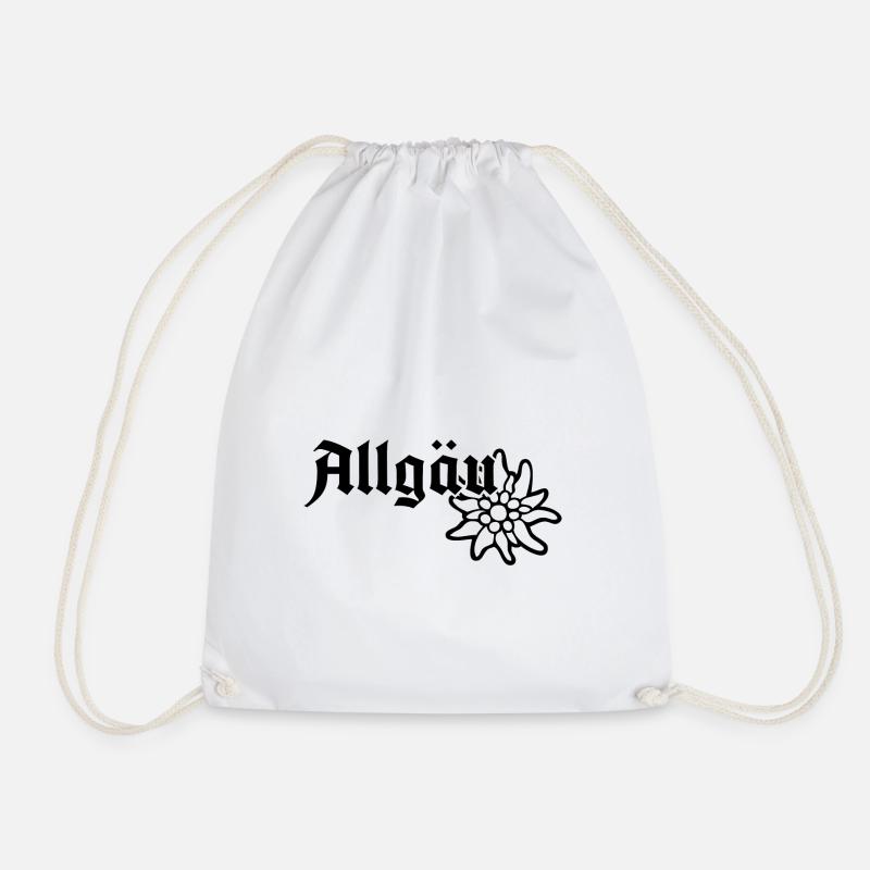 Allgäu Schriftzug mit Edelweiß - Allgäuer Design - Turnbeutel - Weiß