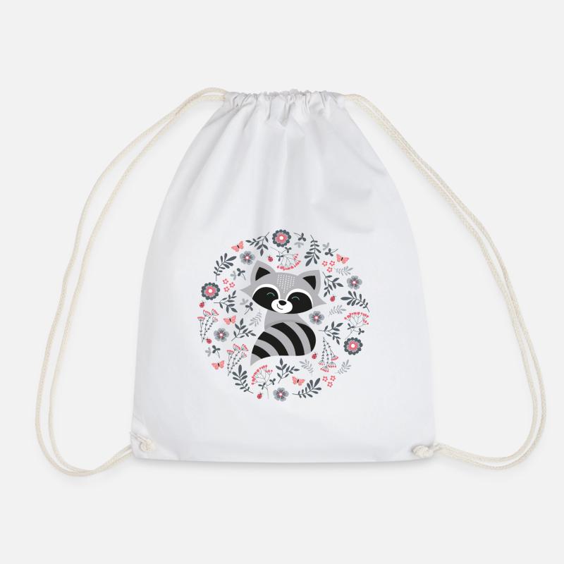 Waschbär mit Blumen - Turnbeutel - Weiß